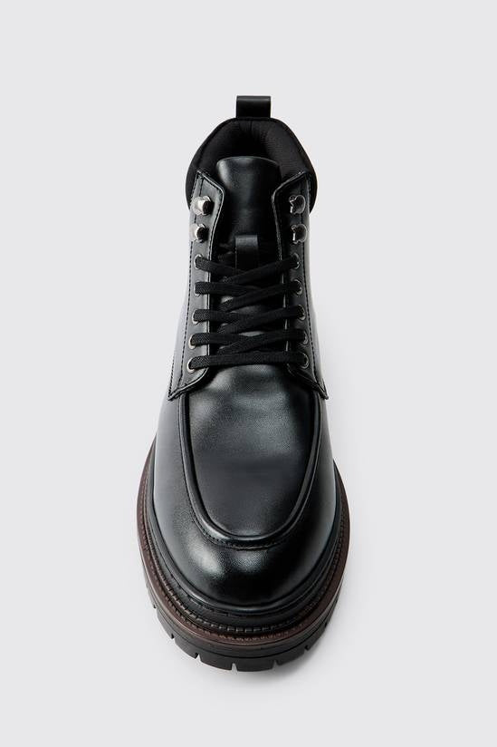 Shuvva Men's Black Lace-Up Moc Toe Hiking Style Boots
