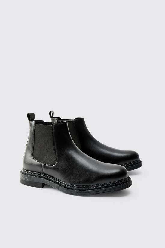 Shuvva Men's Black Smooth PU Chelsea Boots