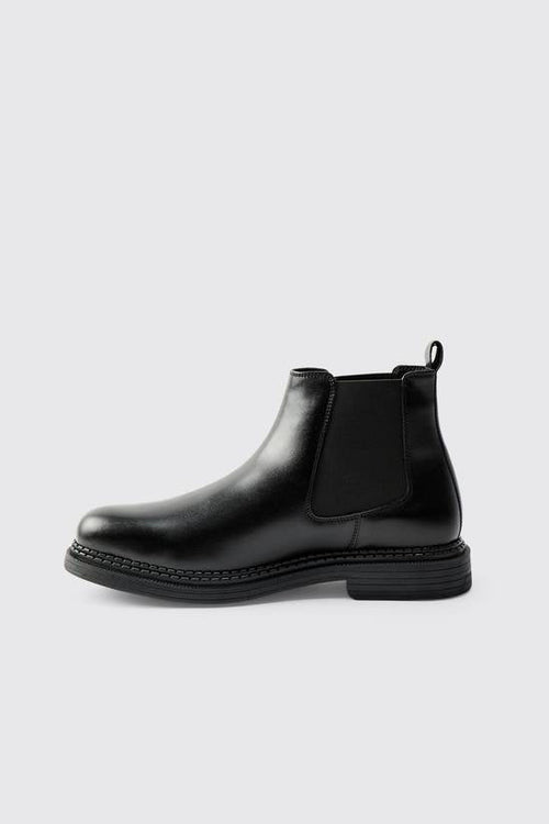Shuvva Men's Black Smooth PU Chelsea Boots