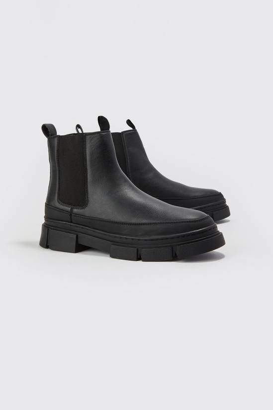 Shuvva Men's Black Track Sole Chelsea Boots