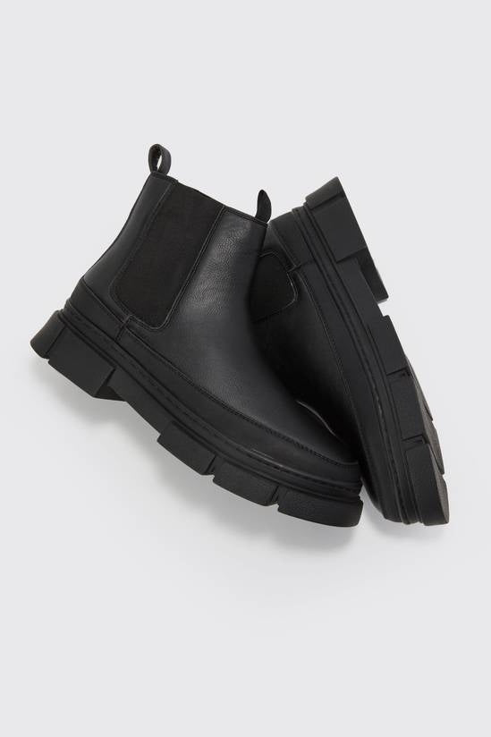 Shuvva Men's Black Track Sole Chelsea Boots