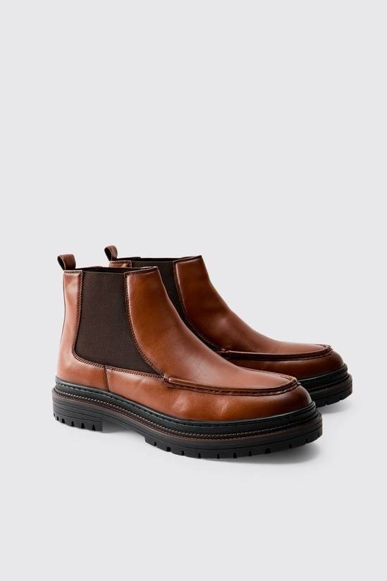 Shuvva Men's Brown Apron Front Chelsea Boots