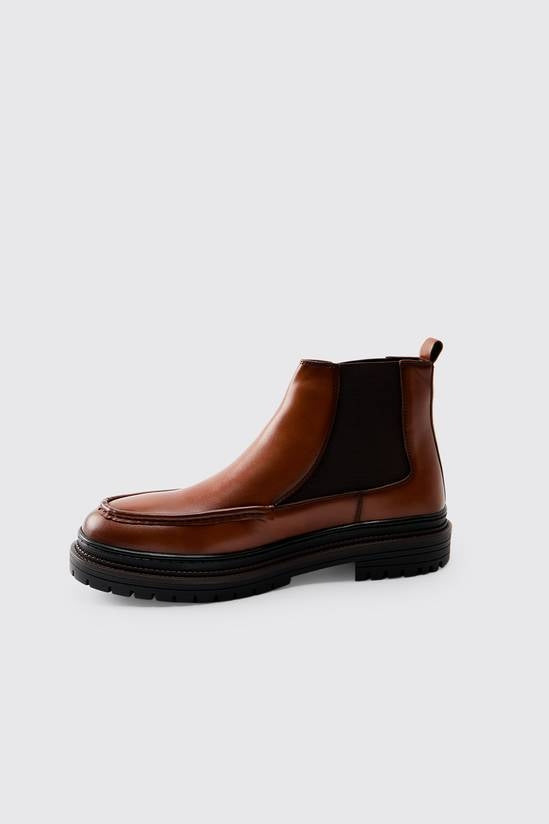 Shuvva Men's Brown Apron Front Chelsea Boots