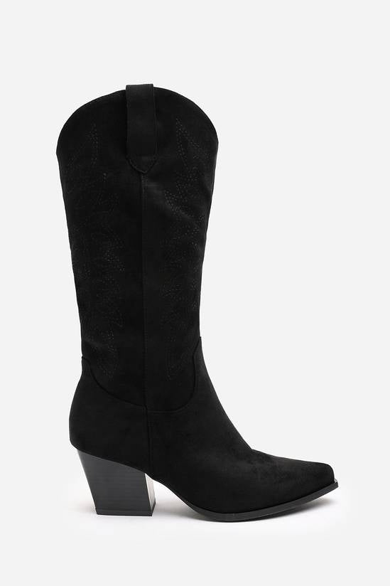 Shuvva Women's Black Embroidered Western Cowboy Boots