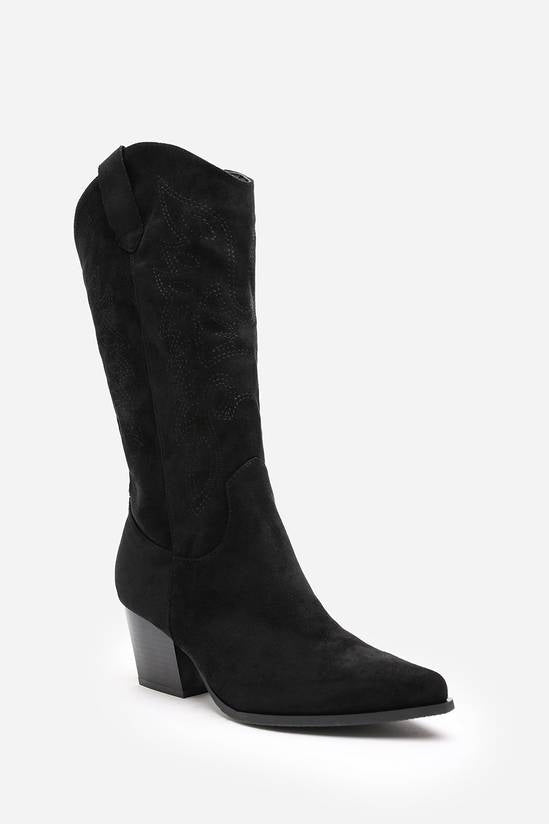 Shuvva Women's Black Embroidered Western Cowboy Boots