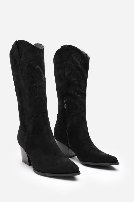 Shuvva Women's Black Embroidered Western Cowboy Boots